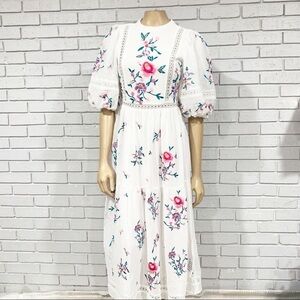 Asos Women’s High Neck Textured Embroidered Lace Midi Dress